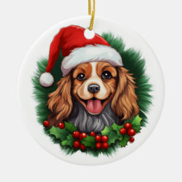 Ornamento De Cerâmica Cavalier King Charles Spaniel Wreath