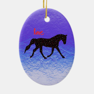 Ornamento De Cerâmica Cavalo, amor e corações