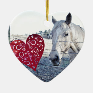 Ornamento De Cerâmica CAVALO coração de Valentine