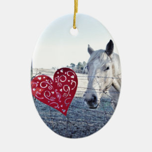Ornamento De Cerâmica Cavalo coração de Valentine