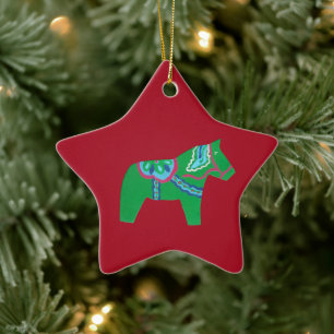 Ornamento De Cerâmica cavalo dala verde # 7