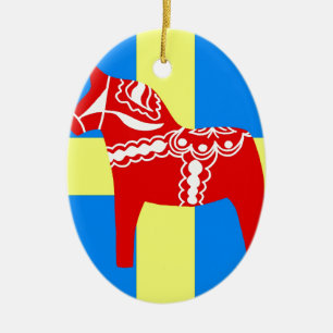 Ornamento De Cerâmica Cavalo de Dala da suecia