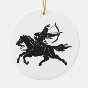 Ornamento De Cerâmica Cavalo de equitação indiano - Escolher cor de fund
