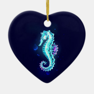 Ornamento De Cerâmica Cavalo de Gelo Cristal em Fundo Azul