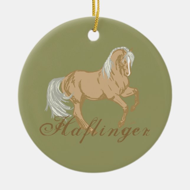 Ornamento De Cerâmica Cavalo de Haflinger (Frente)