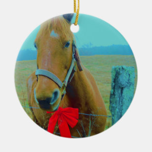 Ornamento De Cerâmica Cavalo de Natal retrô