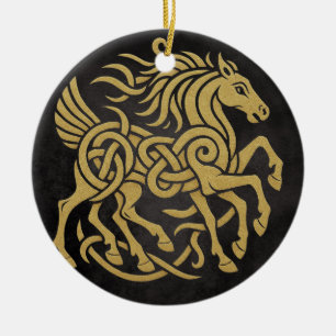 Ornamento De Cerâmica Cavalo de Oito Pernas Sleipnir Mitologia Nórdica D