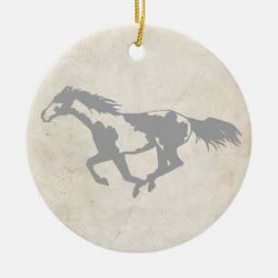 Ornamento De Cerâmica Cavalo de Tinta Galopante
