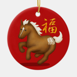 Ornamento De Cerâmica Cavalo do Zodíaco "Fortuna" Ano Novo Chinês Person