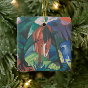 Ornamento De Cerâmica Cavalo e águia de Franz Marc, Vintage Cubism Art