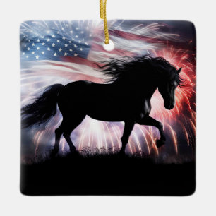 Ornamento De Cerâmica Cavalo e País Americano Ocidental
