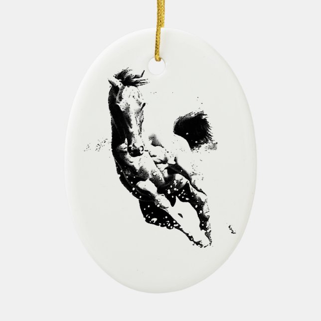 Ornamento De Cerâmica Cavalo em Execução (Frente)