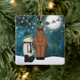 Ornamento De Cerâmica Cavalo Justo Personalizado e Natal