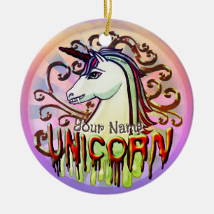 Ornamento De Cerâmica Cavalo Unicórnio Vampiro