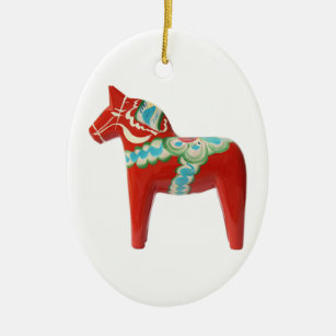 Ornamento De Cerâmica Cavalo vermelho de Dala do sueco