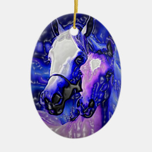 Ornamento De Cerâmica Cavalos apaixonados