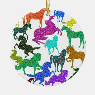 Ornamento De Cerâmica Cavalos Arco-Íris - "Dotty sobre Cavalos!"