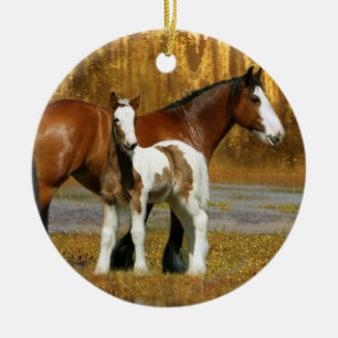 Ornamento De Cerâmica Cavalos da fantasia: Égua & potro