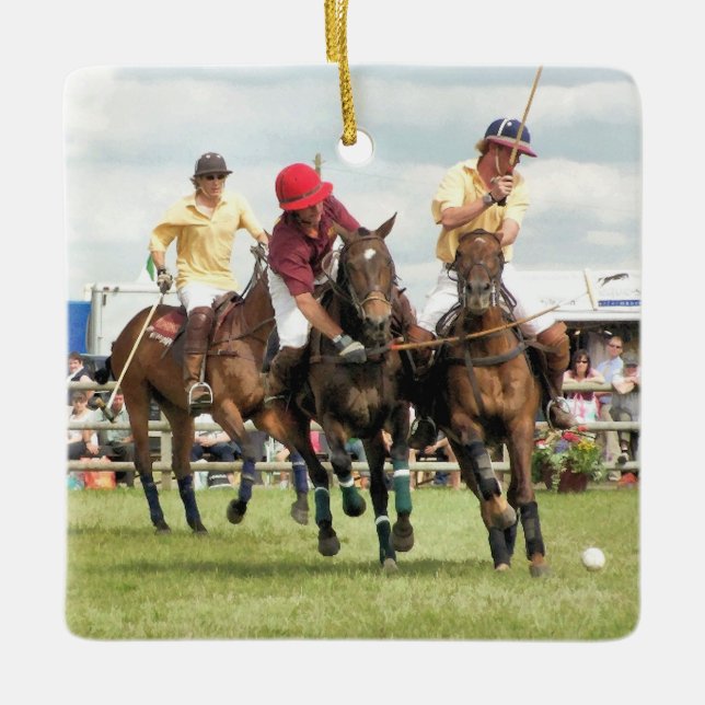 ORNAMENTO DE CERÂMICA CAVALOS ESPORTIVOS (Frente)