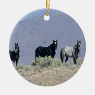 Ornamento De Cerâmica Cavalos selvagens do mustang no deserto 3