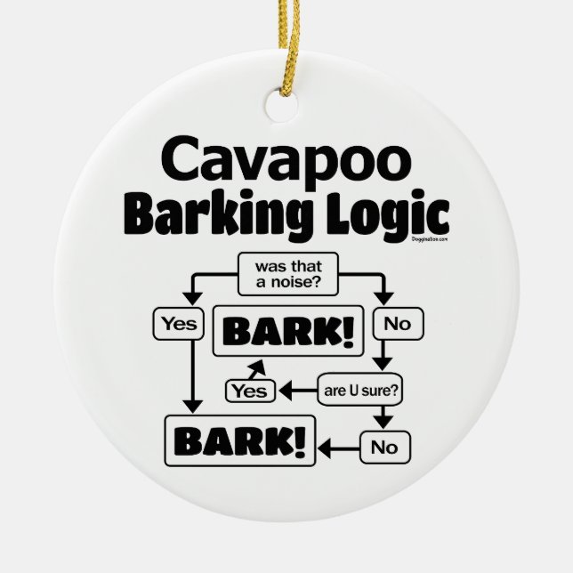 Ornamento De Cerâmica Cavapoo Barking Logic (Frente)