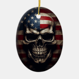 Ornamento De Cerâmica Caveira da Bandeira Americana