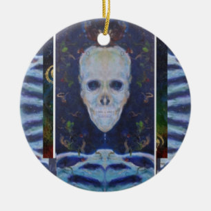 Ornamento De Cerâmica Caveira Skeleton Halloween Maureen Girard Spooky