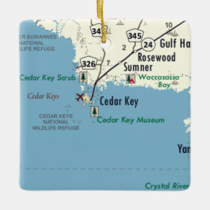 Ornamento De Cerâmica Cedar Key Florida Map