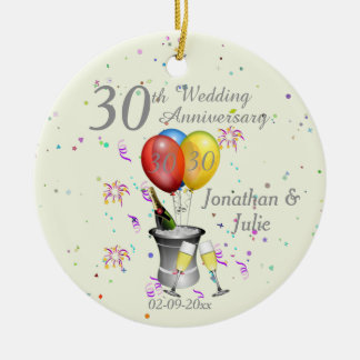 Ornamento De Cerâmica Celebração de 30 do Aniversário Bubble Pearl
