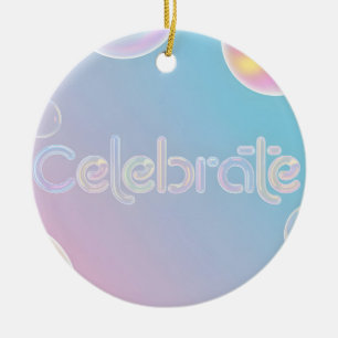 Ornamento De Cerâmica Celebração Holográfica: Tipografia "Celebre"