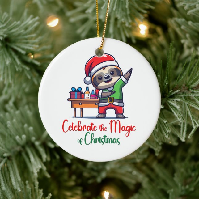 Ornamento De Cerâmica Celebrar a magia das Papais noeis de Natal (Árvore)