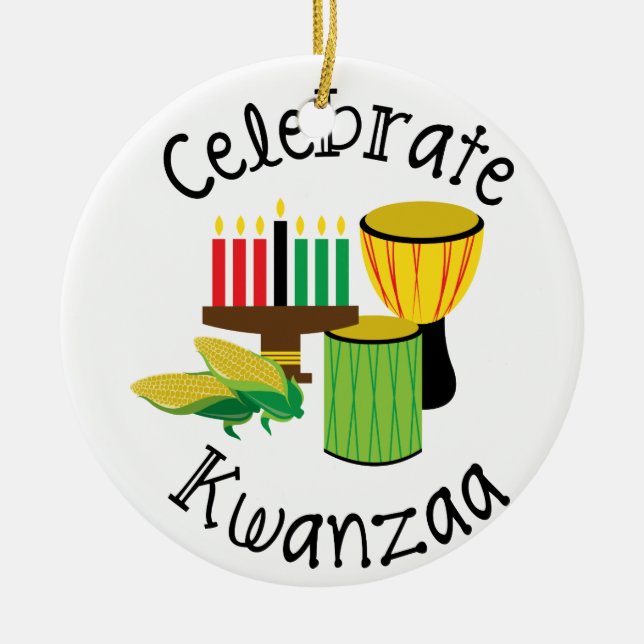 Ornamento De Cerâmica Celebrar Kwanzaa (Frente)