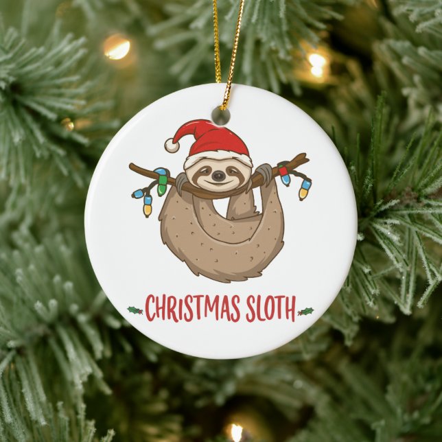 Ornamento De Cerâmica Celebrar o espírito de Natal Happy Sloth (Árvore)