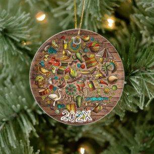 Ornamento De Cerâmica Celebre Mensagem de Nome Personalizado Ano México