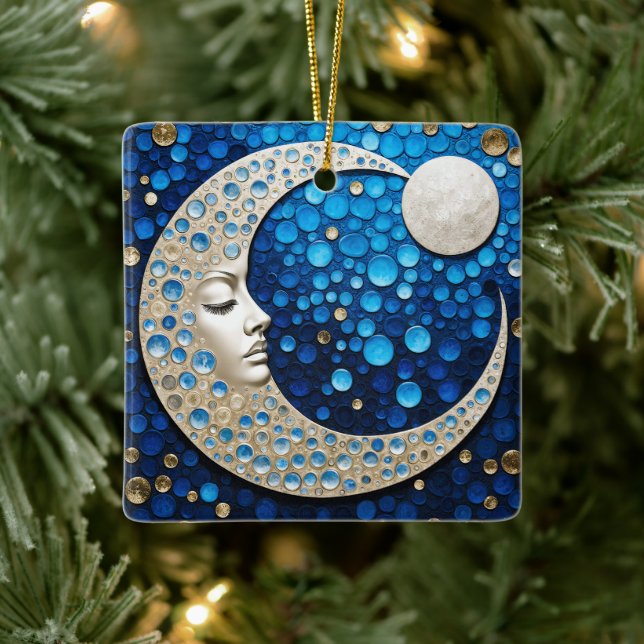 Ornamento De Cerâmica Celeste: Mulher na Lua (Árvore)