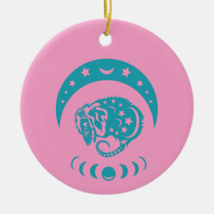 Ornamento De Cerâmica Celestial Crecente Lua Possum Whimsical Nature