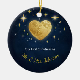 Ornamento De Cerâmica Celestial Vows Personalized Wedding Ornament