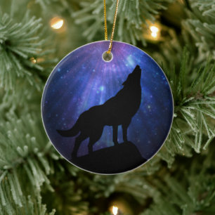 Ornamento De Cerâmica Celestial Wolf