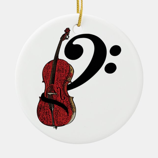 Ornamento De Cerâmica Cello Clef (Frente)