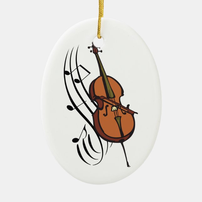 Ornamento De Cerâmica Cello e Música (Frente)
