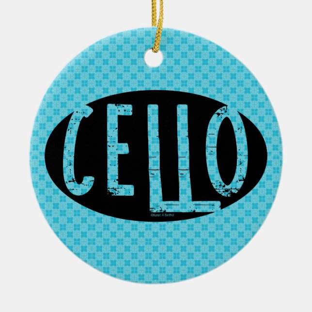 Ornamento De Cerâmica Cello Oval Rough Text (Frente)