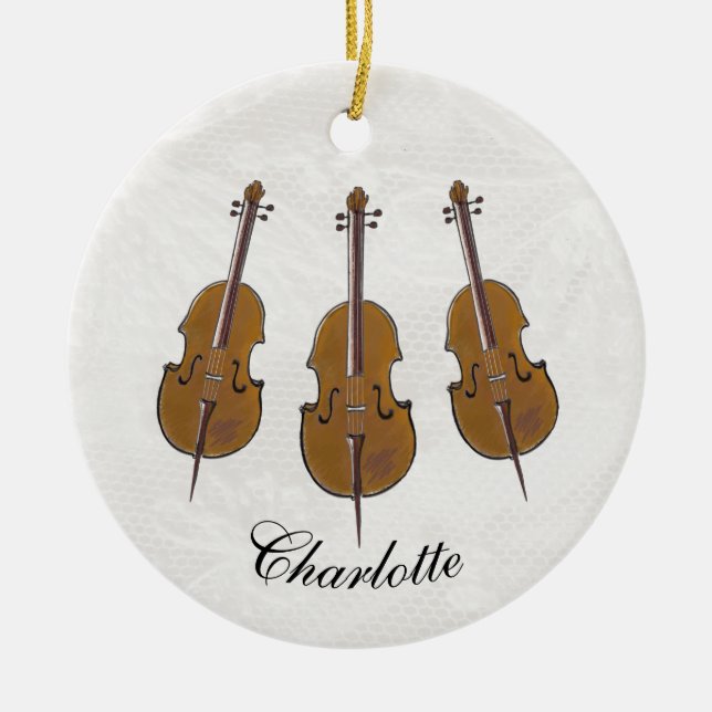 Ornamento De Cerâmica Cello trio personalizado (Frente)