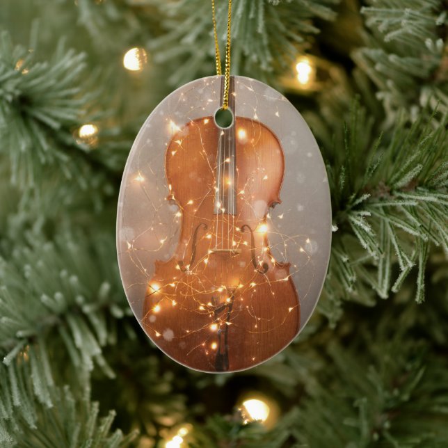Ornamento De Cerâmica Cello with Christmas lights ceramic ornament (Árvore)
