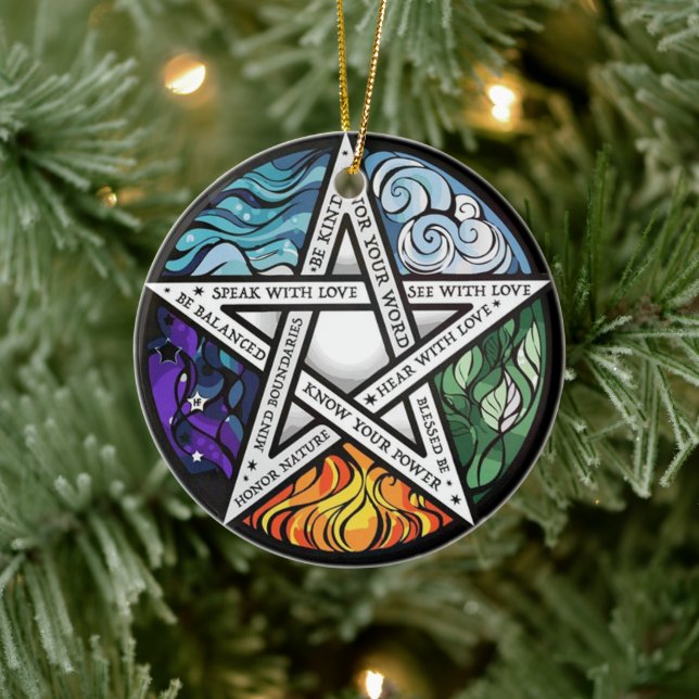 Ornamento De Cerâmica Celtic Wiccan Witchy Xmas (Árvore)