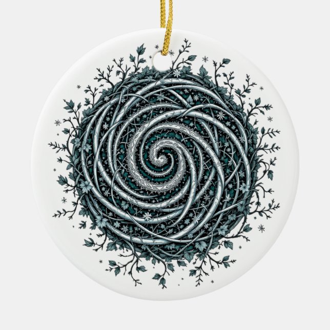 Ornamento De Cerâmica Celtic Winter Spiral Christmas Ornament (Frente)