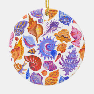 Ornamento De Cerâmica Célula tropical brilhante, desenho à mão