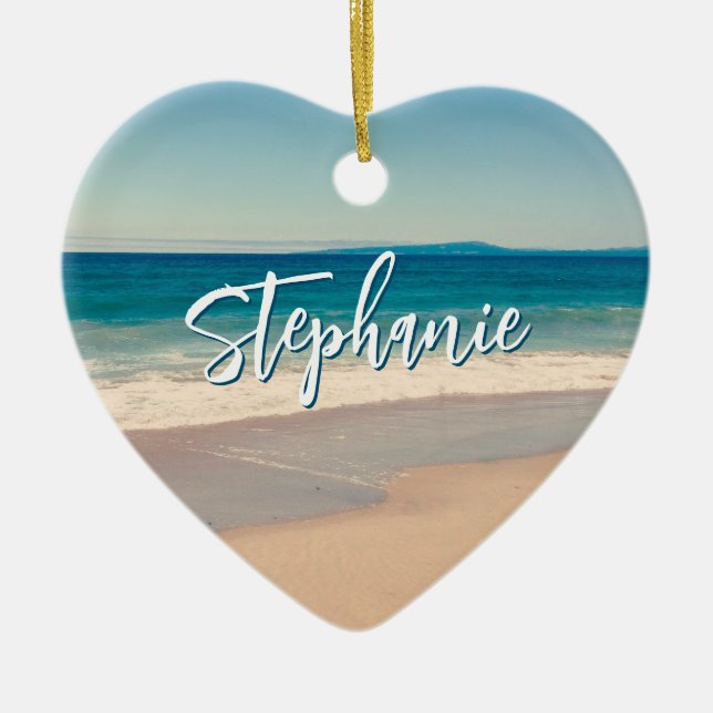 Ornamento De Cerâmica Cena Azul Personalizada do Oceano de Fotografia de (Frente)