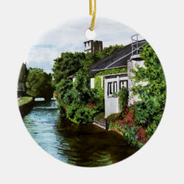 Ornamento De Cerâmica Cena da Cidade de Galway Irlanda Vista do Canal