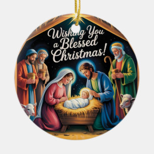 Ornamento De Cerâmica Cena de Natal Saudação de Natal