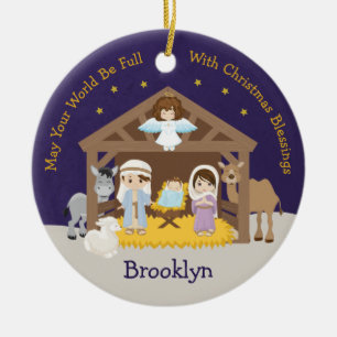 Ornamento De Cerâmica Cena de Natividade de Brunette